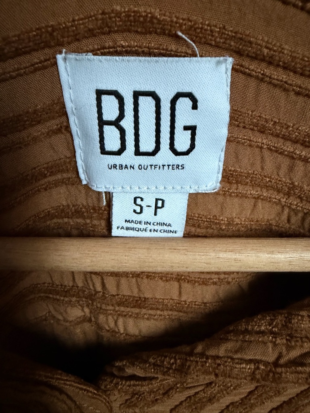BDG Rust Brown Ribbed Button-Up Top - Picture 3 of 3